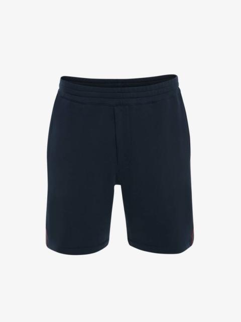 Alexander McQueen Selvedge Logo Tape Shorts in Ink Blue