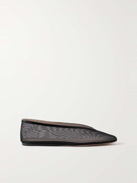 LE MONDE BÉRYL Luna leather-trimmed mesh ballet flats