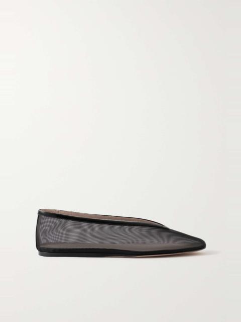 Luna leather-trimmed mesh ballet flats