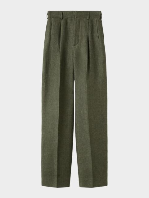 Loro Piana Hector Linen Twill Straight-Leg Trousers
