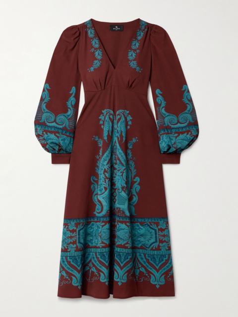 Etro Printed crepe midi dress Brown