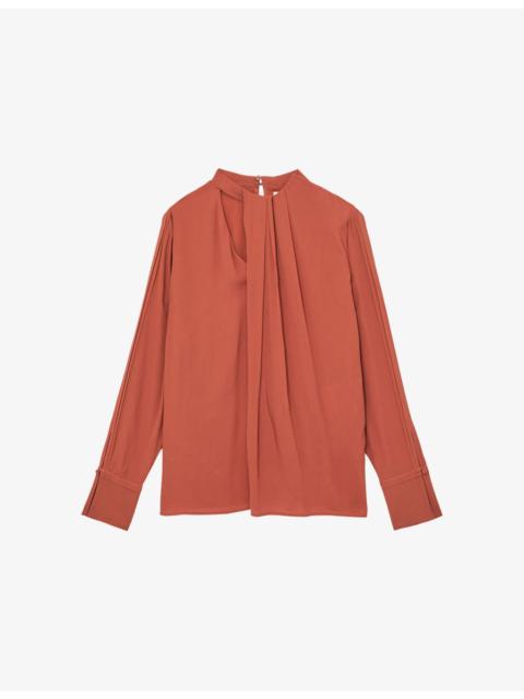 REISS Marta Drape-Detail Woven Blouse