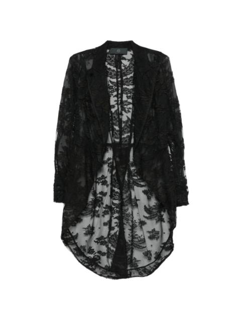Marc Le Bihan lace-overlay asymmetric jacket