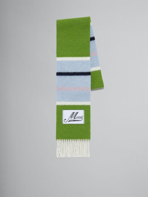 GREEN STRIPED ALPACA AND WOOL SCARF