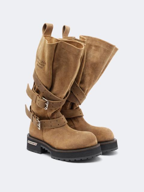 BALENCIAGA Venom suede biker boots