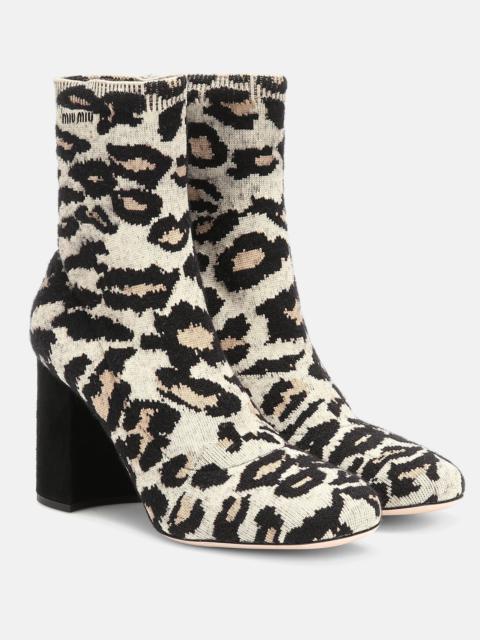 Miu Miu Leopard-print jacquard ankle boots