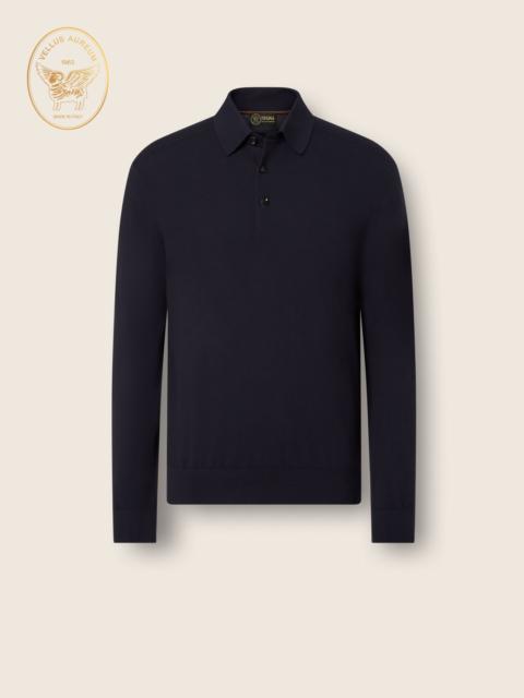 ZEGNA NAVY BLUE VELLUS AUREUM POLO SHIRT