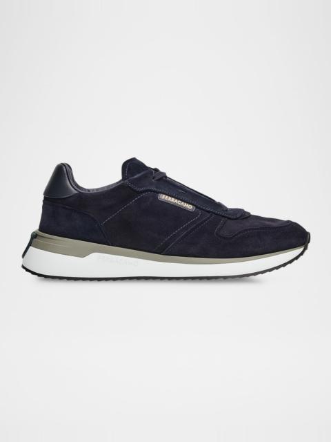 FERRAGAMO Men's America Suede Low-Top Sneakers