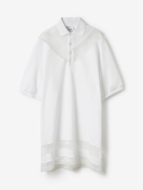 Burberry Lace Panel Cotton Piqué Polo Shirt Dress