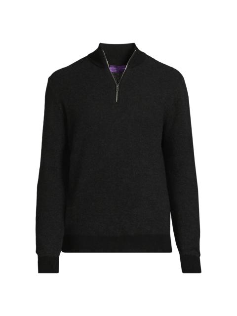 Ralph Lauren Men's Birdseye Cashmere Quarter-Zip Sweater - Classic Black