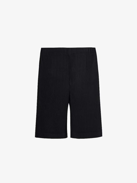 Pleated regular-fit knitted shorts