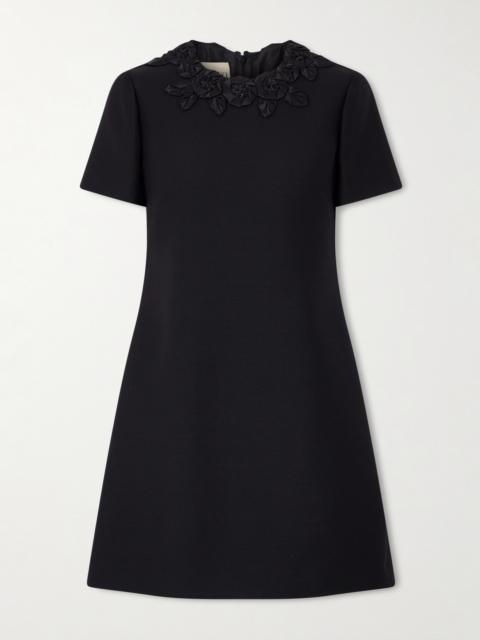 Valentino Embellished Silk-trimmed Wool And Silk-blend Crepe Mini Dress