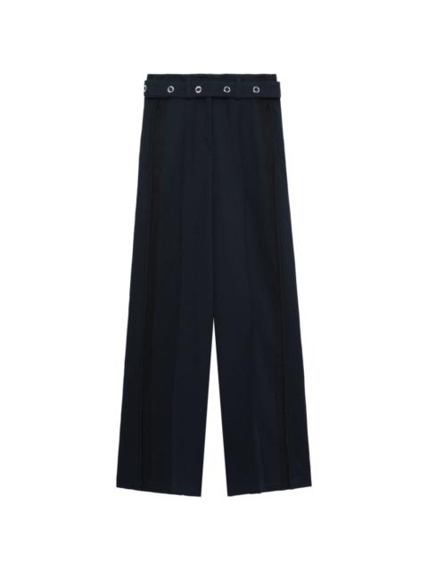 belted pleat-detail straight-leg trousers