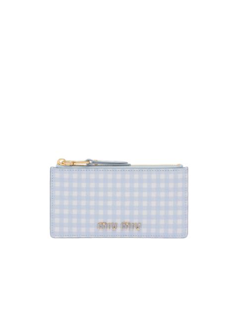 Miu Miu Printed Madras leather envelope wallet