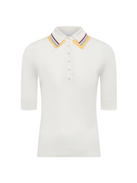 GABRIELA HEARST Wendelyn Knit Short Sleeve Polo In Ivory Multi Cashmere Silk