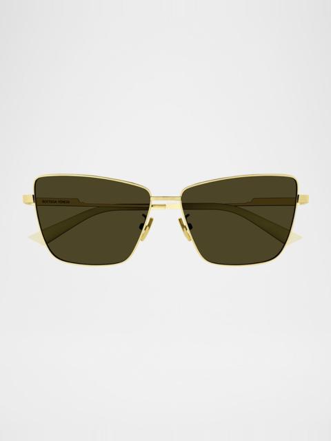 Bottega Veneta Rectangle 황금 금속 선글라스