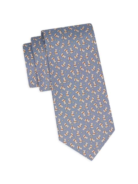 FERRAGAMO Men's Charlie-Print Silk Tie - Grigio