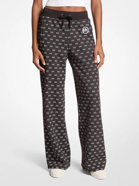MICHAEL KORS Logo Cotton Blend Knit Wide-Leg Pants