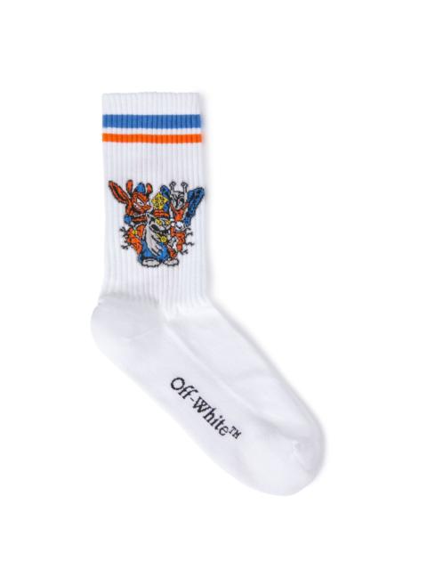 Off-White White Varsity Calf Knit Socks