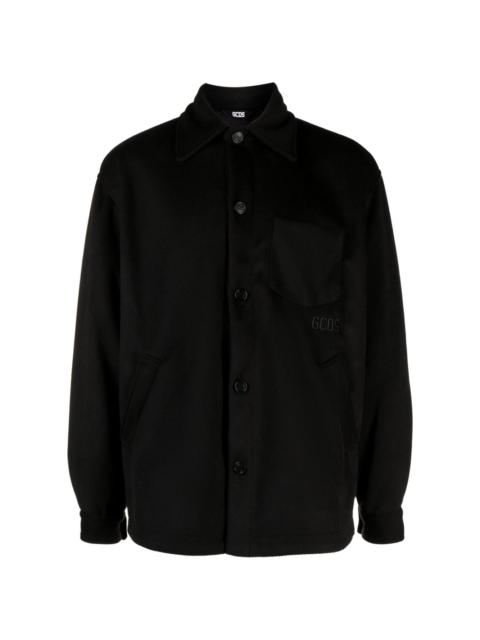 logo-embroidered button-up jacket