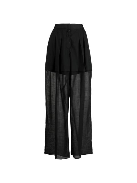 high-waisted sheer-panels trousers