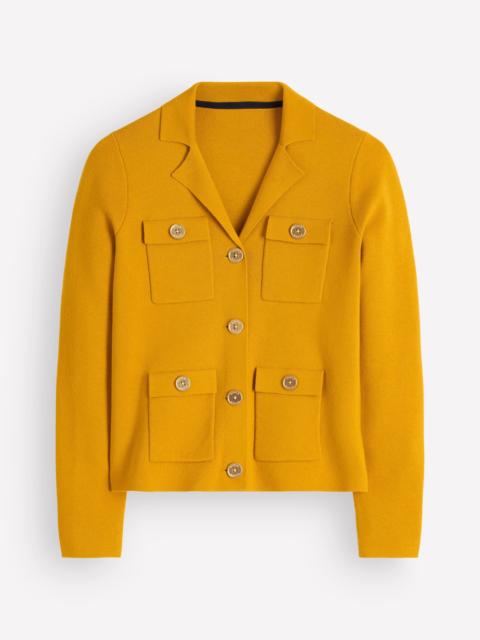 BODEN Phoebe Collared Knitted Jacket-Golden Rye