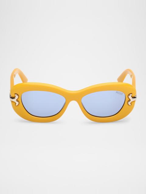 PUCCI Filigree Acetate Round Sunglasses