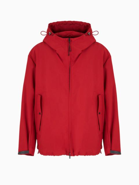 EMPORIO ARMANI Blouson with nylon hood and backed knit