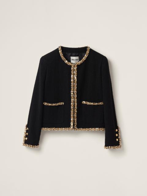 ジャケット MiuMiu | Single-breasted tweed jacket Miu Miu single-breasted Tweed Jacket | Neutrals | FARFETCH UK