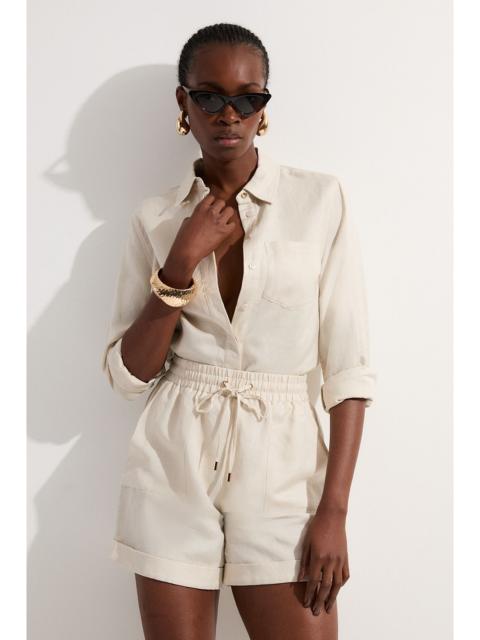 KAREN MILLEN Viscose Linen Tie Waist Woven Short