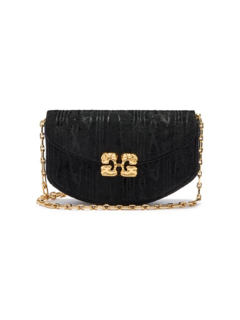 GANNI Women's Lulu Velvet Moire Wallet On Chain - Black