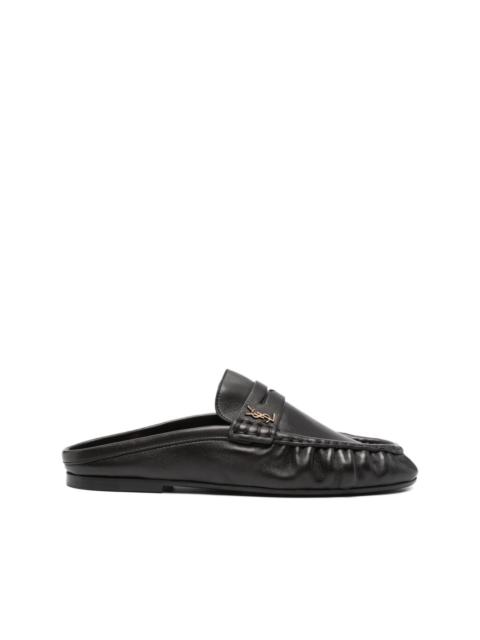 SAINT LAURENT ruched logo mules