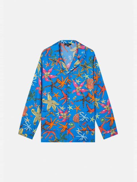VERSACE Trésor de la Mer Print Silk Pajama Shirt