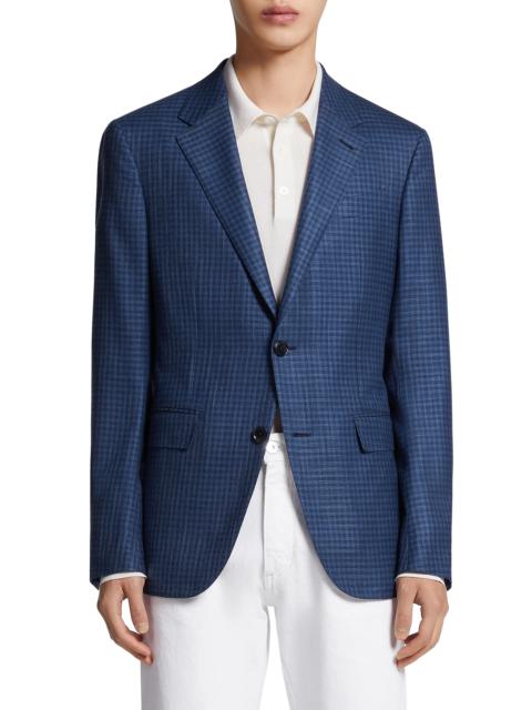 ZEGNA High Blue Check Wool & Silk Sport Coat