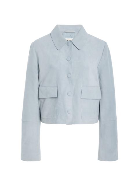 BY MALENE BIRGER Annie Cropped Suede Jacket light blue