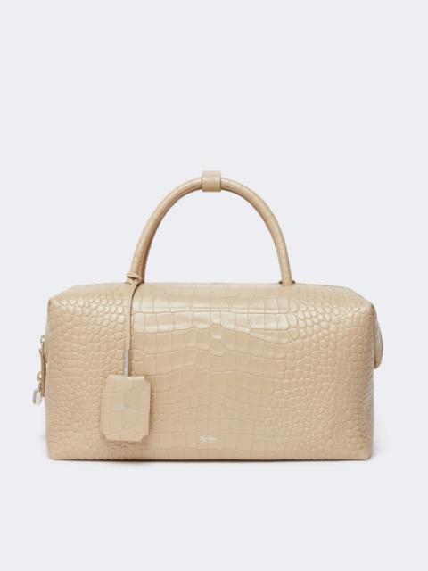 Max Mara Large, crocodile-print leather Boston bag - ICE