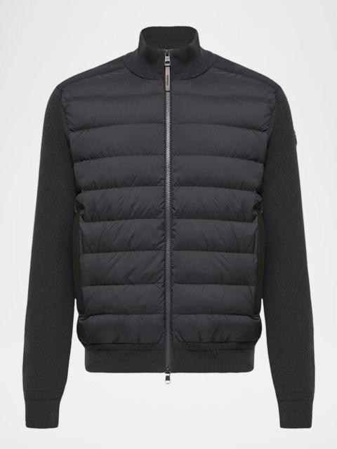 Moncler Men's Padded Crepe Cotton Full-Zip Cardigan