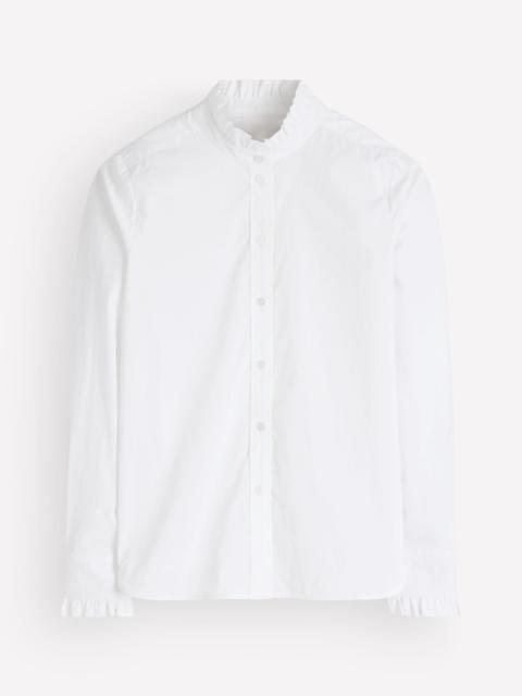 BODEN Sienna Frill Cotton Shirt-White