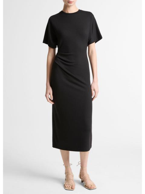 Vince Ruched-Side Knit Short-Sleeve Dress