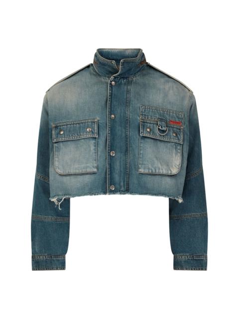 logo-patch denim cropped jacket