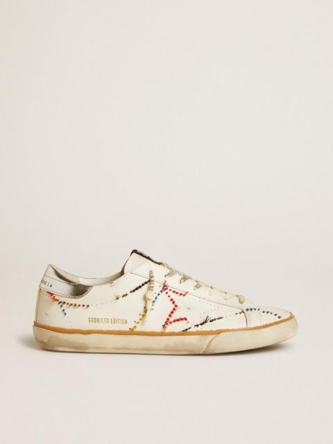 Golden Goose 남성 슈퍼 스타 주식 회사 perforated 스타와 금속 가죽 힐 탭