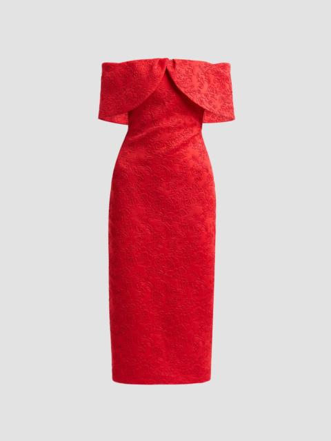 BADGLEY MISCHKA Women's Embossed Scuba Off-the-Shoulder Cocktail Dress - Red
