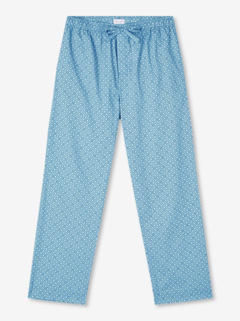 Derek Rose Men's Lounge Trousers Ledbury 56 Cotton Batiste Blue