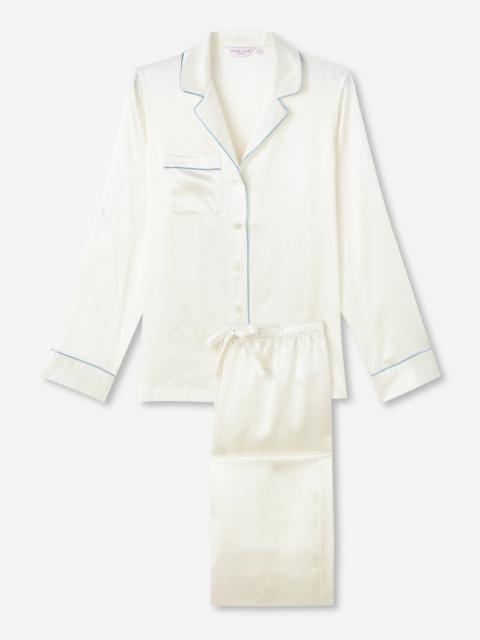 Derek Rose Women's Pajamas Bailey Silk Satin Ivory