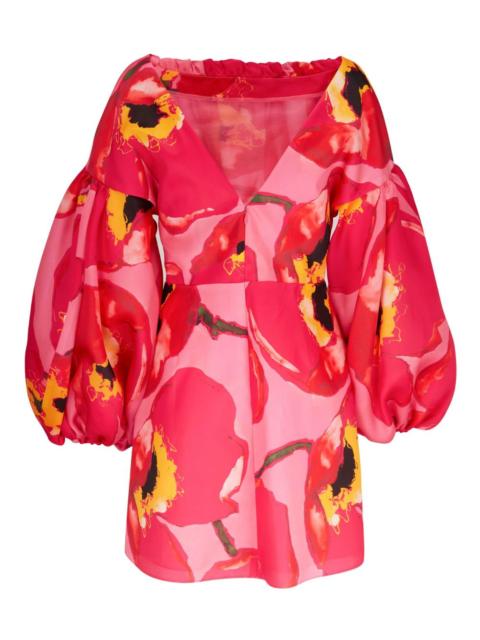 CAROLINA HERRERA puff-sleeved floral mini dress