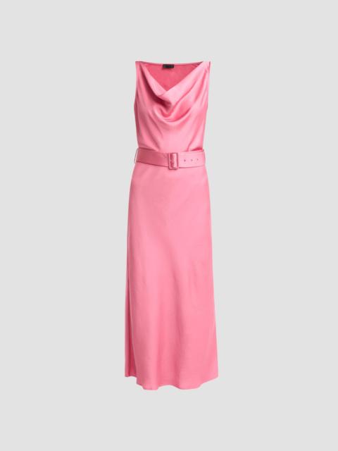 LAPOINTE Women's Belted Lightweight Satin Midi Dress - Rouge