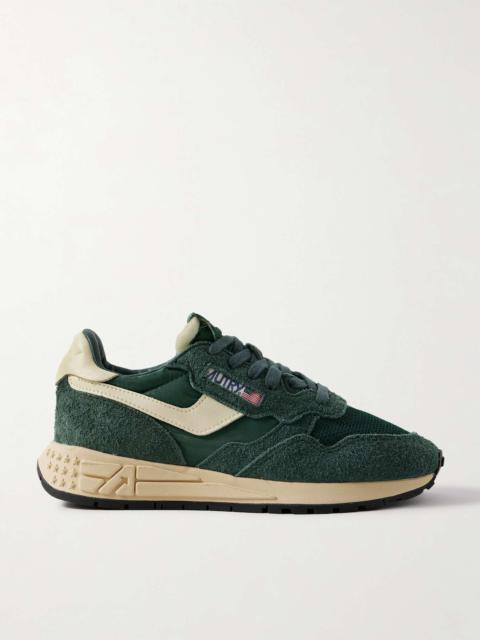 Reelwind Low leather-trimmed suede, mesh and shell sneakers Green