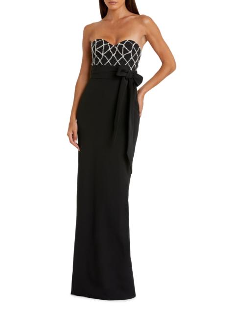 MAC DUGGAL Women's Crystal-Embellished Crêpe Strapless Bustier Gown - Black