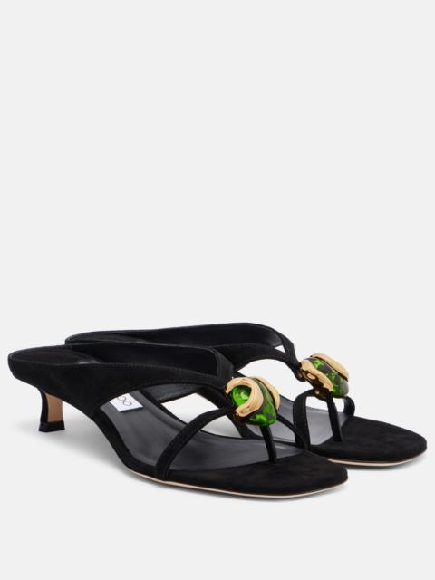 JIMMY CHOO Emeri Stone embellished thong sandals