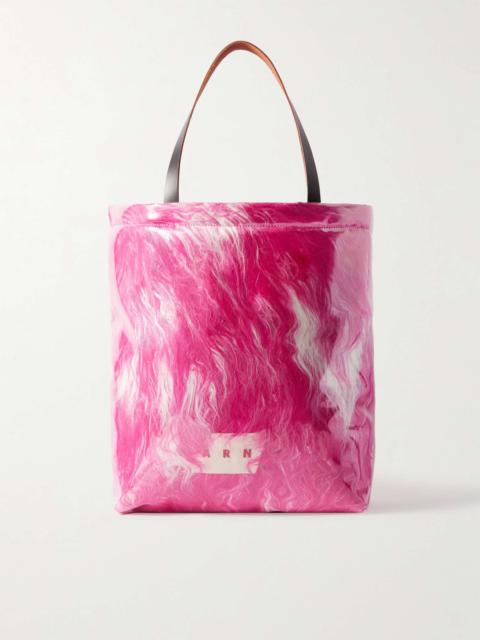 Marni Leather-Trimmed Faux Fur and PVC Tote Bag